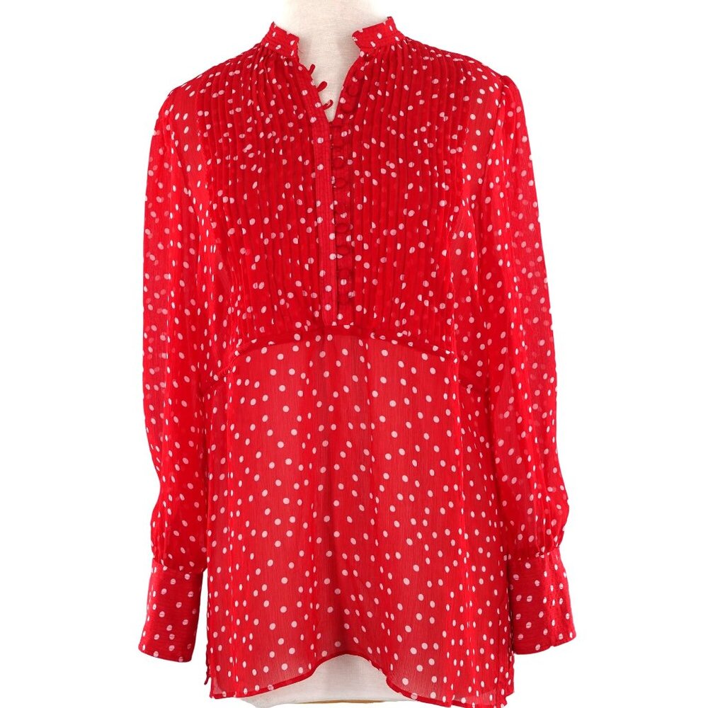 Sheer Polka Dot Long Sleeve Button Up Blouse Large 12-14 GEORGE by Mark Eisen